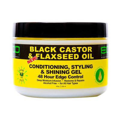 Eco Style 48hr Edge Control Black Castor & Flaxseed Oil Styling & Shining Gel 8oz