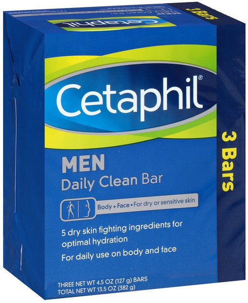 Cetaphil 3pk Bar Soap Daily Clean Soap For Men 4.5oz