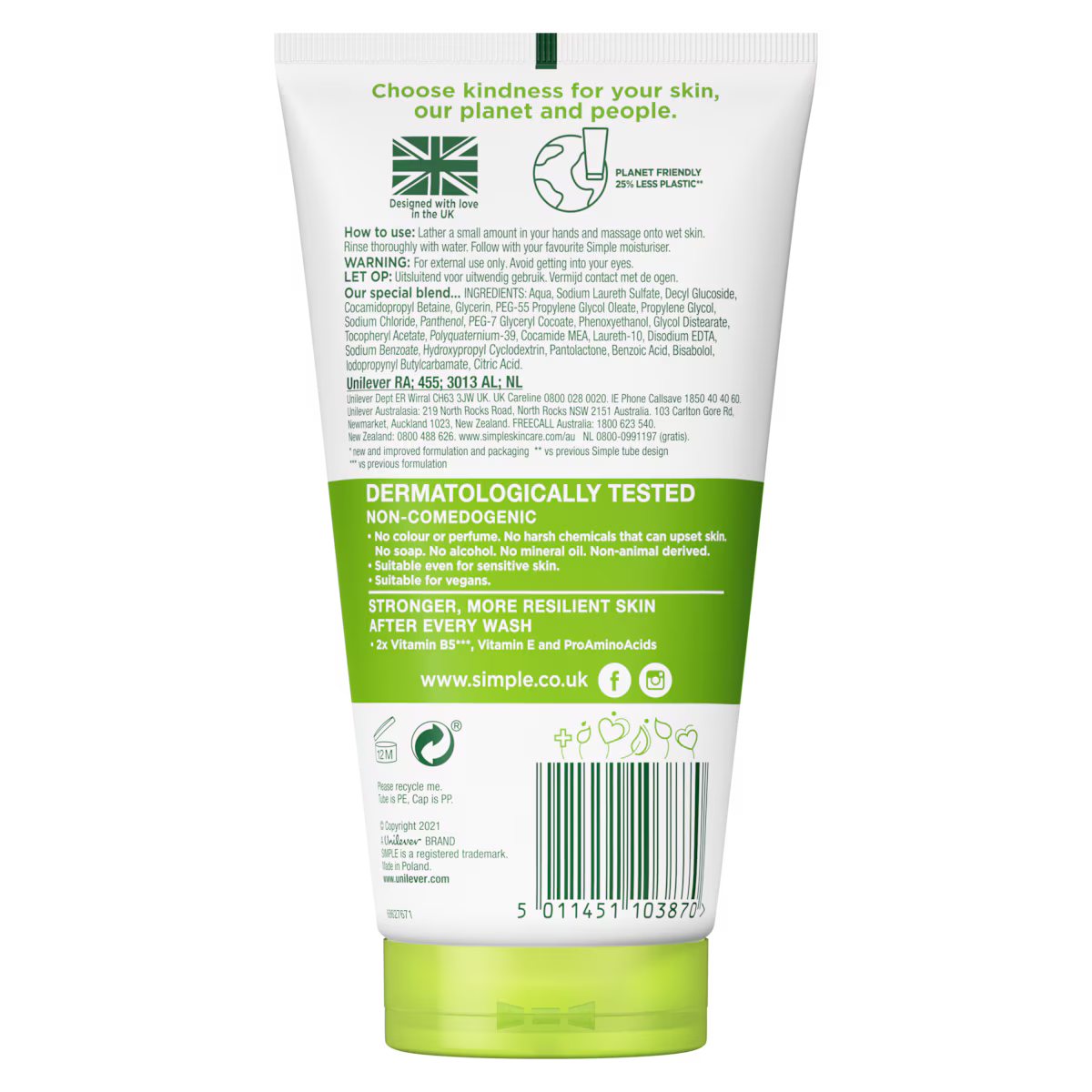 Simple Moisturising Facial Wash (150ml) - Gentle Hydrating Cleanser