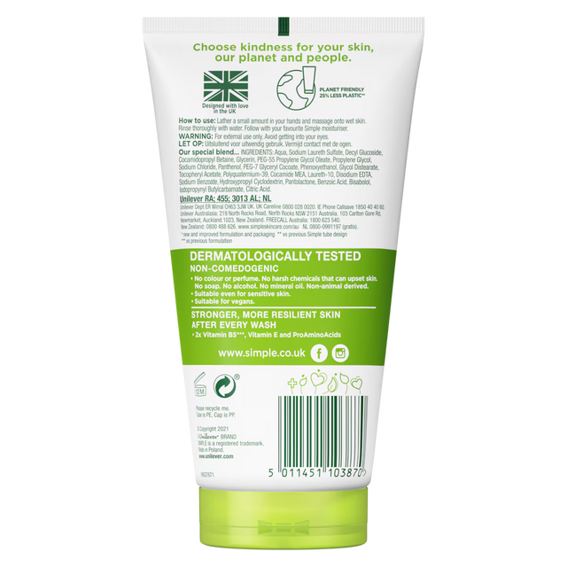 Simple Moisturising Facial Wash (150ml) - Gentle Hydrating Cleanser