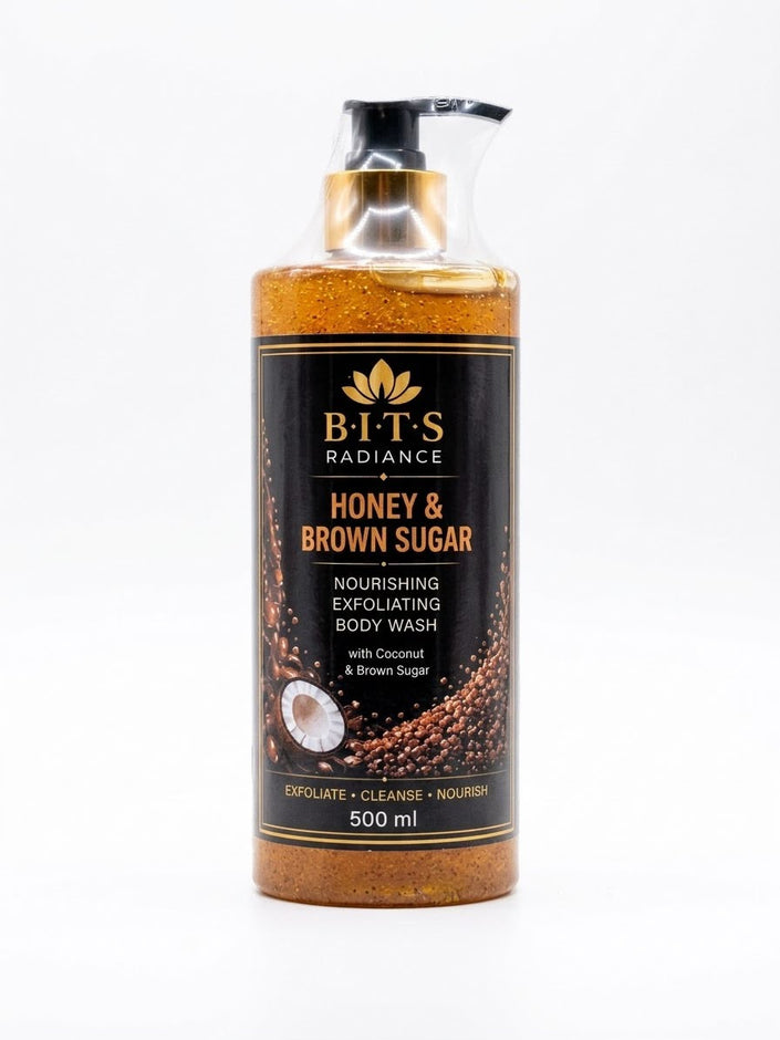 B.I.T.S Radiance Honey & Brown Sugar Nourishing  & Exfoliating Body Wash 500ml