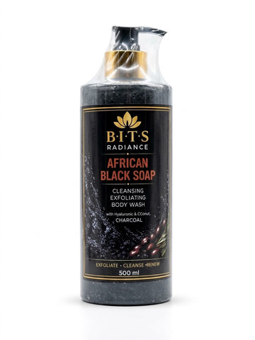 B.I.T.S Radiance African Black Soap Cleansing & Exfoliating Body Wash 500ml