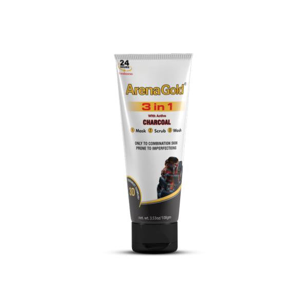 Arena Gold Face Wash 3in1 Charcoal 100g